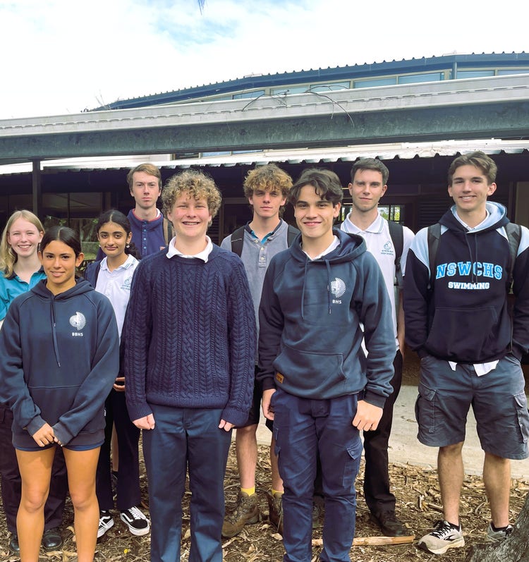Students wearing navy jumpers in the winter